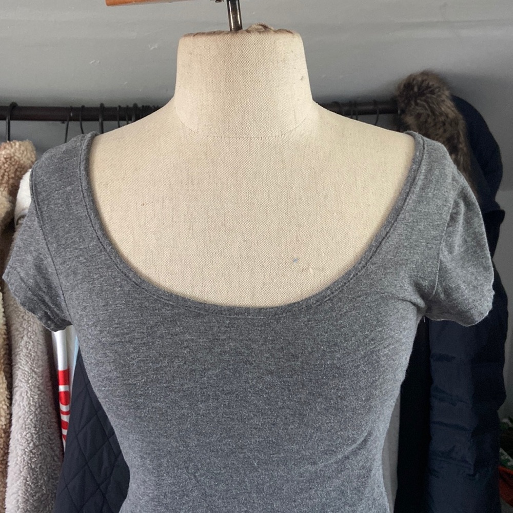 Gray Crop Top with Open Back